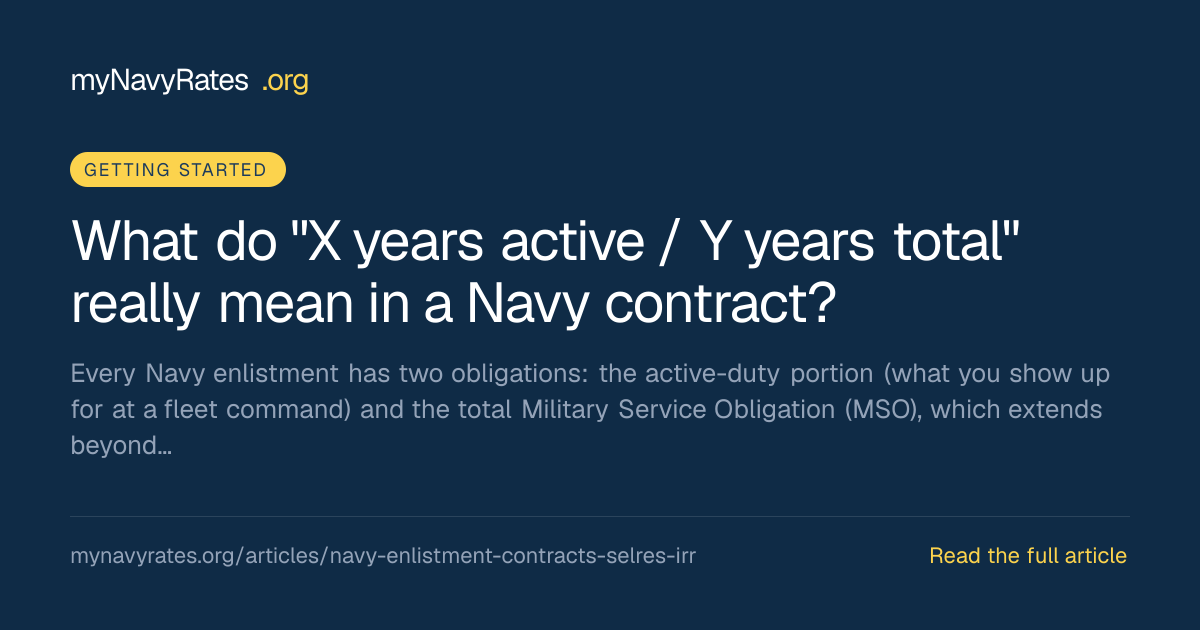 Navy Enlistment Contracts: Active, SELRES & IRR | myNavyRates.org
