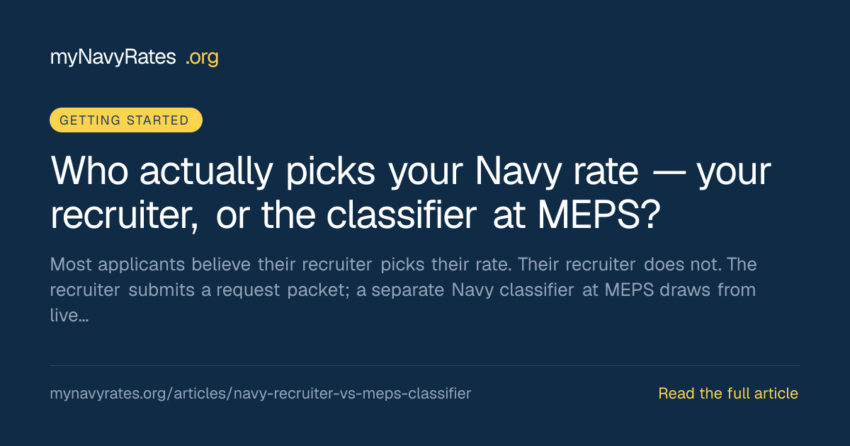 Navy Recruiter vs. MEPS Classifier: Who Actually Picks Your Rate ...